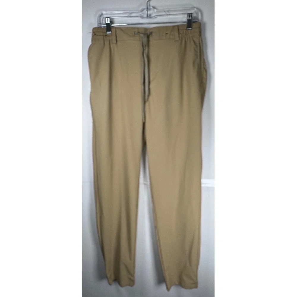 Birdie Bound Mens Golf Pants Beige Tie‎ Front Lightweight Sz Med Spandex Blend